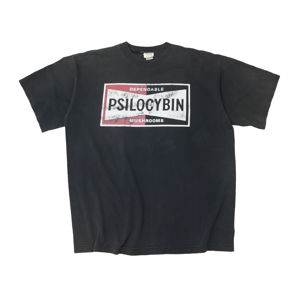 Vintage 90s Psilocybin Dependable Mushrooms Penzoil Spoof Graphic T-Shirt Size N